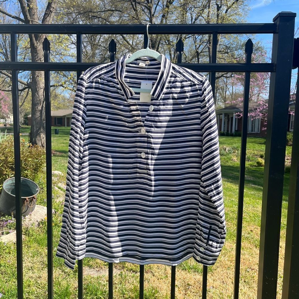 J Crew Striped Silk Tunic Blouse NWT